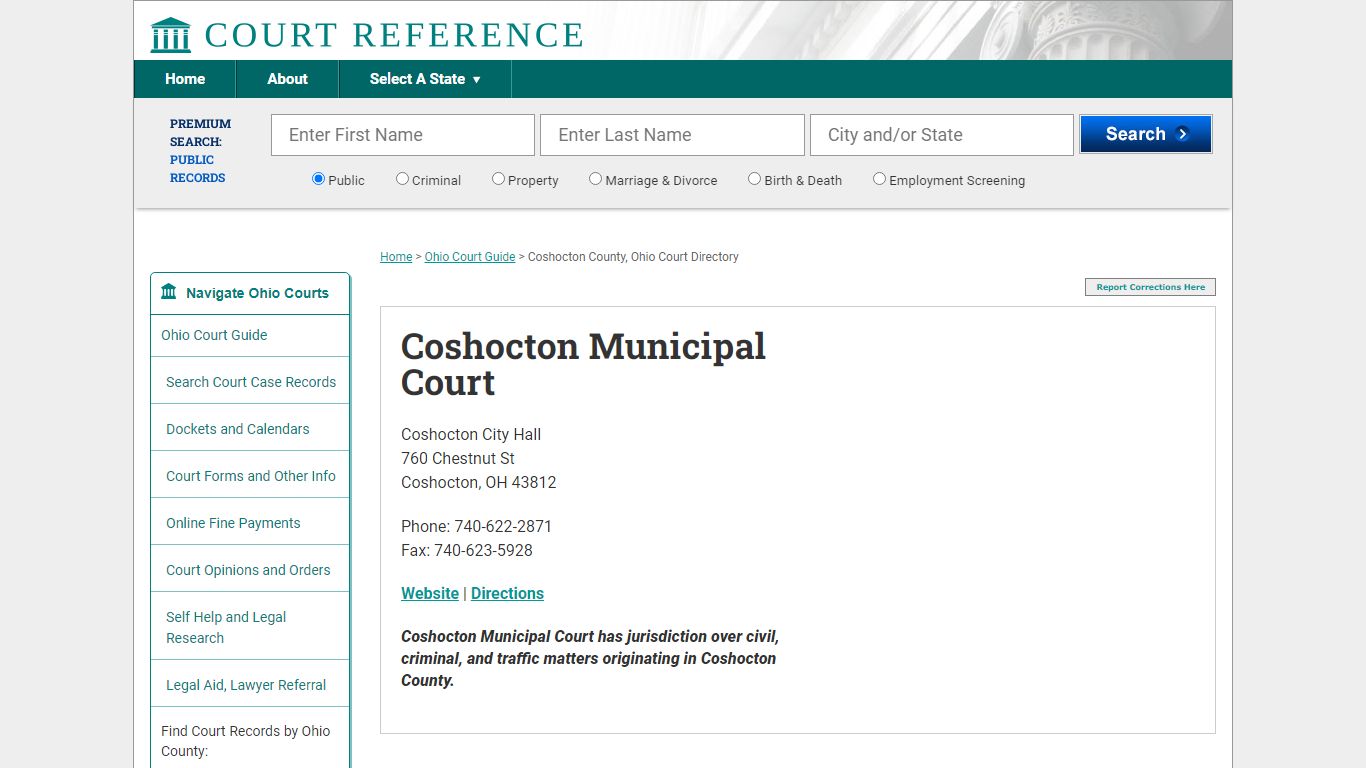 Coshocton Municipal Court - Court Records Directory