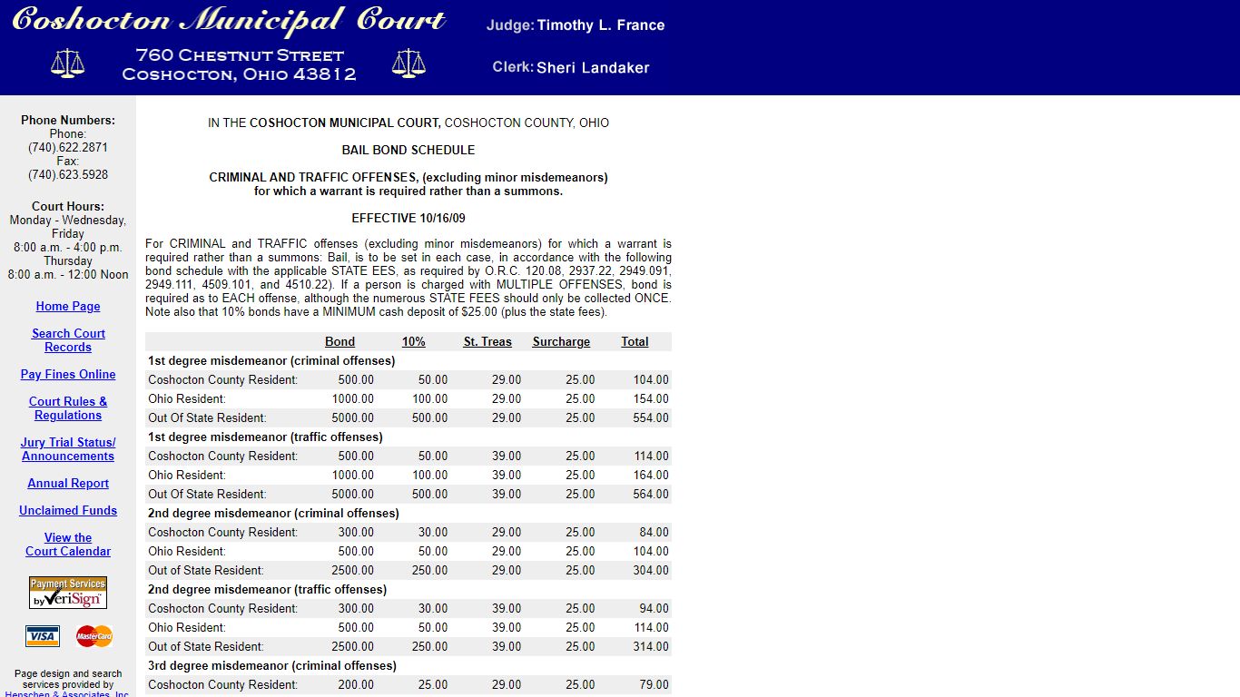 Coshocton Municipal Court - Court Rules and Regulations